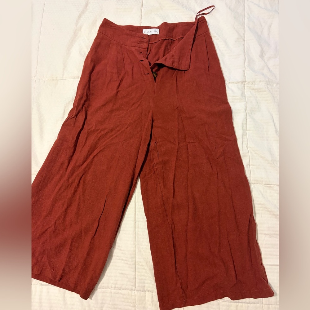 🍁 Linen Lux Rust Wide Leg Pants